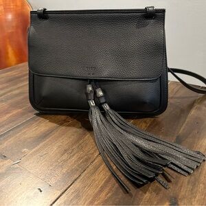 GUCCI Bamboo Daily Tassel Shoulder Bag Leather Black